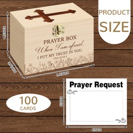 CroBlissful Prayer Request Box with 100 Pcs Prayer Cards 6.3 x 4.3 x 4 Inches Wooden Distressed Request Box for Easter First Communion Christian Gifts