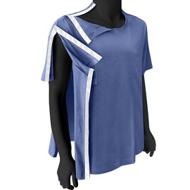 Shoulder Recovery Shirts Unisex-Post Shoulder of Short Sleeves with Hidden Snap Buttons on Sides (3X-Large, Blue)