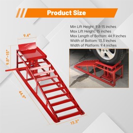 higehio 2 Pack Hydraulic Car Ramps 10,000lbs/5T Capacity Low Profile Car Lift Service Ramps Truck Trailer Garage, Height Hydraulic Vehicle Ramps,Black