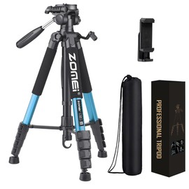 74 Inch Heavy Duty Tripod Stand for Cameras, Cell Phones, Projectors, Webcams, Spotting Scopes - Complete Unit for Canon, Nikon, Sony - Perfect for Phone & Camera Photography(Blue)