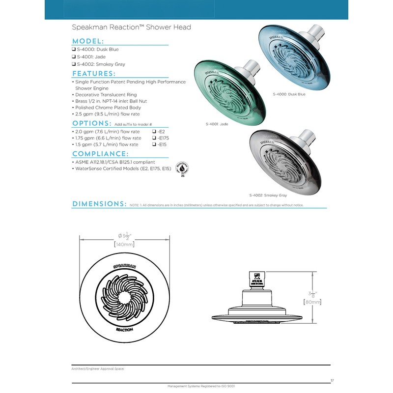Speakman reacción bajo-de inundación ducha
