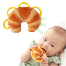Xahall S11050 Wakka Rattle with Bell (Croissant/0 Years Old, Baby) Baby Newborn Educational Toy, First Toy, Present, Gift, Teeth, Peel Off (Fun Shape Like Real, Washable, Washable)