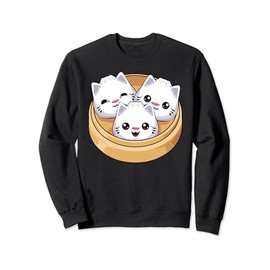 Kawaii Dim Sum Cat Dumplings for Women Kids Girl Sweatshirt