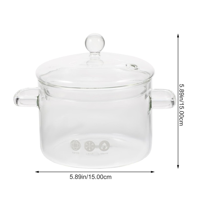 Vaguelly Glass Pot, Clear Glass Saucepan with Lid, 1500mL Simmer