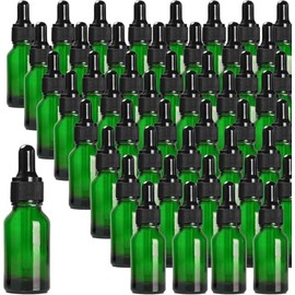 72 Pack 1/2oz Green Glass Dropper Bottles, Eye Dropper Bottles with Glass Droppers for Essential Oils, Perfumes(15ml, Green)