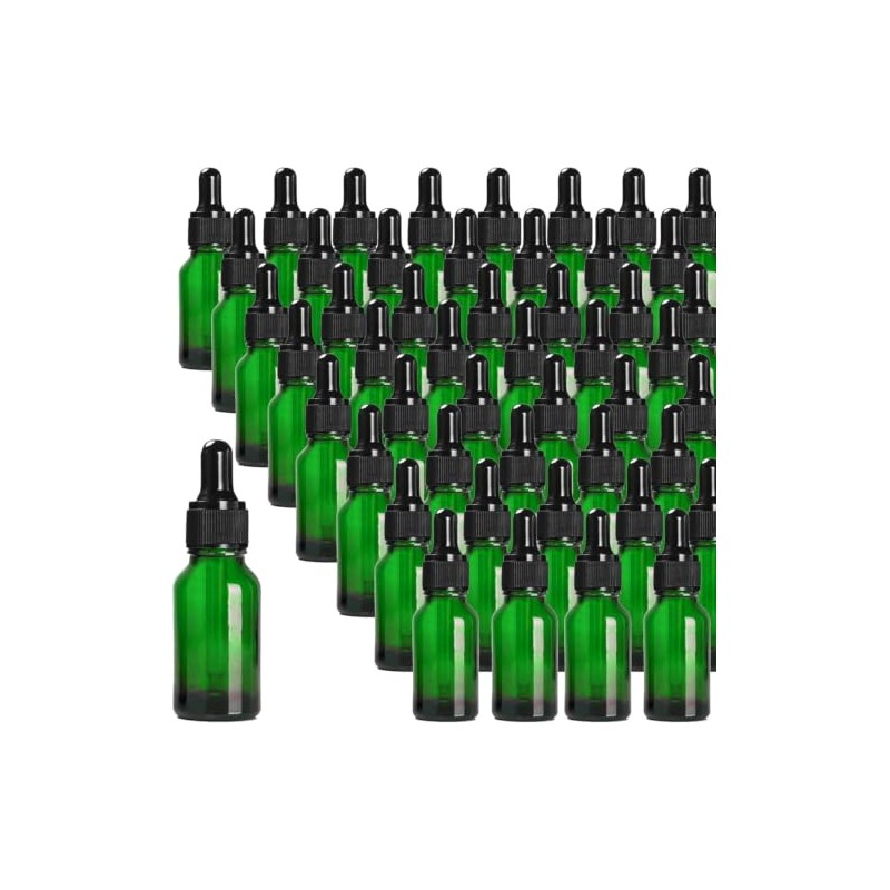 72 Pack 1/2oz Green Glass Dropper Bottles, Eye Dropper Bottles