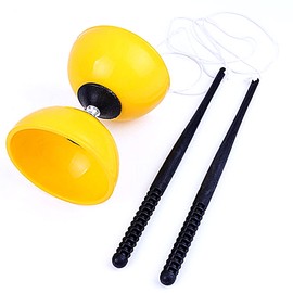 [TradeWind] Chinese Sesame Diabolo Juggling Path Circus Yoyo String with Stick Street Performance (Yellow, Yellow)