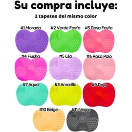 Set de 2 Tapetes Limpiadores de Silicona para Brochas Maquillaje, Alfombrilla con Ventosas para Lavabo, Tapete con Texturas para Limpieza Profunda de Pinceles y Esponjas de Maquillaje (Lila)