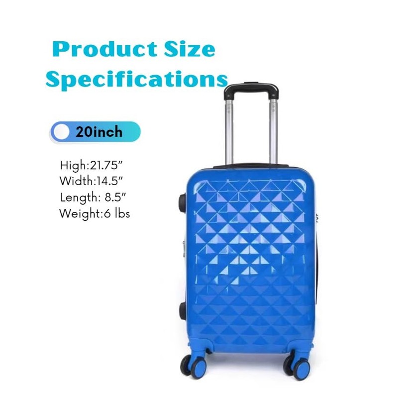SIAM'S Hardside Expandable Spinner Wheel,Luggages, Teal, 20" Carry-On (BLUE)