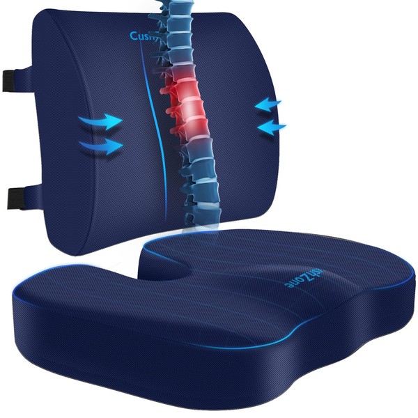CushZone Seat Cushion, Lumbar Support Pillow with Adjustable Strap-Chair Cushions