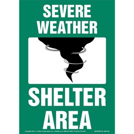 Severe Weather Shelter Area Sign, 7" x 10" Permanent Self Adhesive Vinyl, J. J. Keller & Associates, Inc.