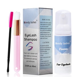 Eyelash Shampoo for Eyelash Extension, Gentle Foam Wash for Removing Oil Make-Up Residues, Wendy Lashes Eyelash Care Eyelash Brush 60 ml