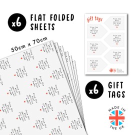 CENTRAL 23 Funny Anniversary Wrapping Paper - Best Decision You Ever Made - Heart - 6 Sheets Of White Wrapping Paper For Men Women - Valentines Day Gift Wrap - Recyclable