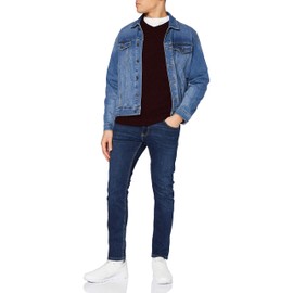 Jack & Jones Men's Jjebasic Knit V-Neck Noos Jumper, Red (Port Royale Detail: Twisted with Black), Small