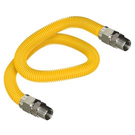 Gas Connector 30 inch Yellow Coated Stainless Steel, 5/8” OD Flexible Gas Hose Connector for Gas Range, Furnace, Stove with 1/2” MIP x 1/2" MIP Stainless Steel Fittings, 30” Gas Appliance Supply Line