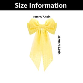 Big Yellow Hair Bows For Women, Tulle Bow Hair Clips, Metal Hair Pins With Long Ribbon, For Women Girls, For Daily Dressing, Performance Ball, Date, Party