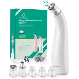NEWDERMO 2-in-1 Microdermabrasion Machine for Facial, Diamond Microdermabrasion Device USB Rechargeable - Advanced Home Facial Treatment Machine (White)