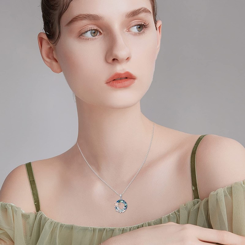 MEDWISE Mermaid Necklace 925 Sterling Silver with Crystal Mermaid Pendant