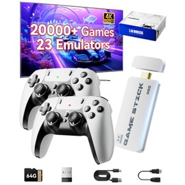 2026 Upgraded Retro Gaming Console – 4K HD HDMI Game Stick with Built-in Classic Games, Plug & Play, Includes 2 Wireless Controllers (Black)