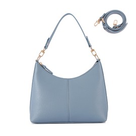 Keyli Women's Blue PU Leather Shoulder Handbag with Zipper, 11"L x 4.5"W x 9"H, Unique Design, Large Capacity