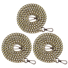 Swpeet 3Pcs Bronze Luxury Fashion 47 Inche Replacement Flat Chain Strap with Buckles Set, Perfect for DIY Metal Shoulder Cross Body Bag Hand Bag Purse Replacement