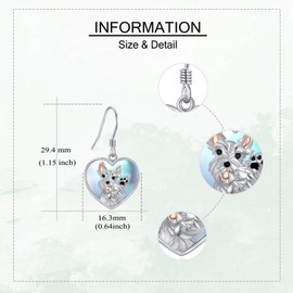 MONGAS Schnauzer Gifts for Women Sterling Silver Created Moonstone Schnauzer Dog Drop Dangle Earrings Dog Cute Animal Jewelry Gifts for Women