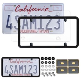 OUCPC 1 Pack Clear License Plate Covers and Frames, Car Licence Plate Frame Protector with Screws & Caps, fits Any US Plates