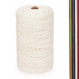 Macrame Yarn, 2 mm x 300 m Premium Cotton Yarn, DIY Crafts (Natural (2 mm))