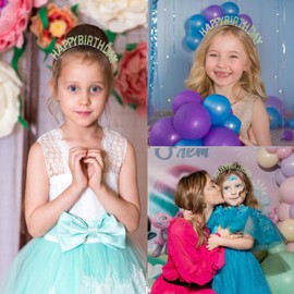 CIEHER Green Birthday Crown Tiara, Happy Birthday Decorations