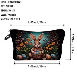 Livel lhood Easter Bunny Makeup Bag Cute Small Organizer Zipper Pouch Easter Egg Bunny Cosmetic Bag Easter Birthday Present for Women Friends, hzj0824, Printed Cosmetic Zipper Bag