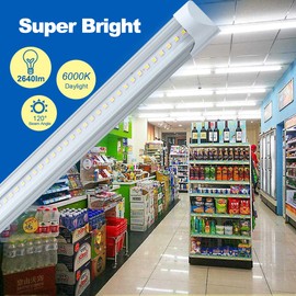 WAHADI (Pack of 6) 4FT LED Shop Light 24W 4 Foot T8 Integrated Tube Light Clear Cover 6000K Daylight White with ON/Off Switch Cable for Household, Garage and Under Cabinet Lighting