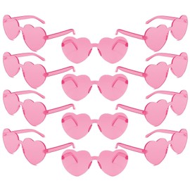 LIULIUBTY Heart Shaped Rimless Sunglasses, Bachelor Party Cool Sunglasses 12Pack, Colorful Funky Sunglasses (12 Packs, Pink)