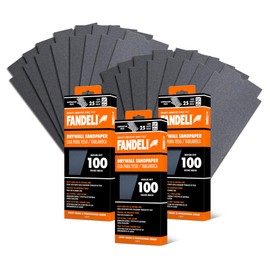 Fandeli | Multi-Purpose Sanding Paper | Grit 100 | 75 Sheets of 4 1/4'' x 11'' | Perfect for Sanding Drywall | Hand Sanding | Orbital Sanders | Sandpaper Sheets | Sandpaper Grit.