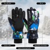 POPUBABI Children's Waterproof Lined Ski Gloves Boys Girls Stylish Winter