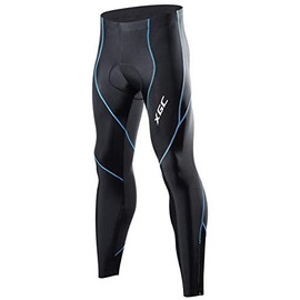 XGC Men's Long Cycling Pants Trousers Bike Pants Trousers Tights Legging with 4D Sponge Padded (Blue, S)