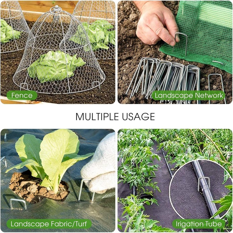 UPMCT 12 Inch Galvanized Garden Landscape Staples Stakes, 25 50
