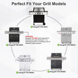 Metal Club Grill Parts Kit for Nexgrill 720-0896B 720-0882A 720-0896 720-0925 720-0896C 720-0896E Grills, 6-Pack Grill Pipe Burners, 6-Pack Heat Plates Shields Flame Tamers Replacement