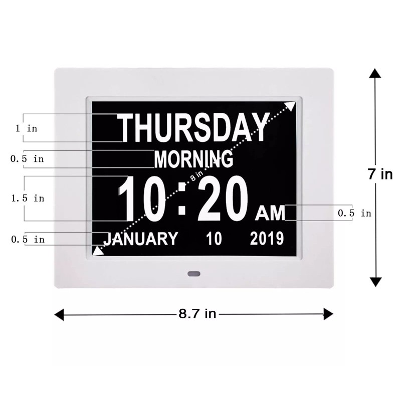 TMC Digital Clock with Date and Day of Week,Digital Clock