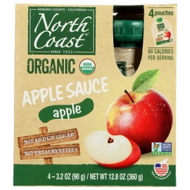 North Coast Organic Apple Sauce In Pouch, 4 Packs, Non GMO, 12.8 Ounces (Pack Of 6)