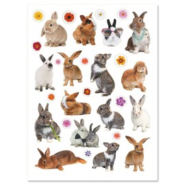CURRENT Bunny and Flowers Sticker Set - 60 Stickers, Two 8-1/2" x 11" Sheets, Easter Basket Stuffers, Holiday Arts and Crafts, Fun for Kids, Spring Themed Gifts, Party Favors