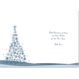 doodlecards Son and Fiancee Christmas Card Blue Contemporary Christmas Tree Medium Size Christmas Card for Son & Fiancee with Plain Envelope