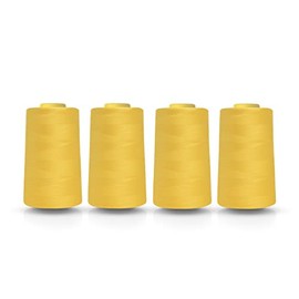 Realm Overlocking Sewing Machine Polyester Thread x Four 5000 Yards Cones White Black Natural Navy Red Grey (Yellow)