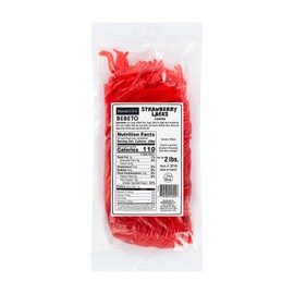 Kervan Candy Bebeto Strawberry Licorice Laces - Red Shoestring Licorice Laces for Braiding, Decorating Baked Goods & Making Knots - Soft & Chewy Candy (2 lbs)