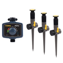 Melnor 65082-AMZ Sunrise Once-A-Day Water Timer and 3 pcs Multi-Adjustable Sprinkler