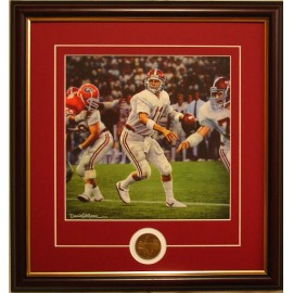 Daniel Moore ALABAMA football "The Comeback" by Daniel Moore - framed print/coin - Mike Shula