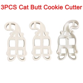 3 Pieces Cat Butt Cookie Cutter, 3D Kitty Butt Cookie Cutters Cat Cookie Cutter Cat Butt Baking Molds Funny Cat Butt Cookie Cutters 3.7x2.1 Inches for Cat Lover (3)
