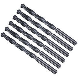 METALLIXITY Drill Bit (11/32") 6Pcs, 4241 High-Speed Steel Straight Shank Nitriding Black 118° for Wood Plastic Iron Copper Aluminum Low Soft Metal