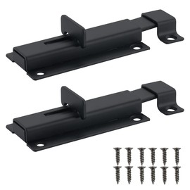 XXW Barrel Bolt Door Latch, Thickened Stainless Steel Sliding Door Lock, 4 Inch, Black, 2 Pack, 104BB-BL-2