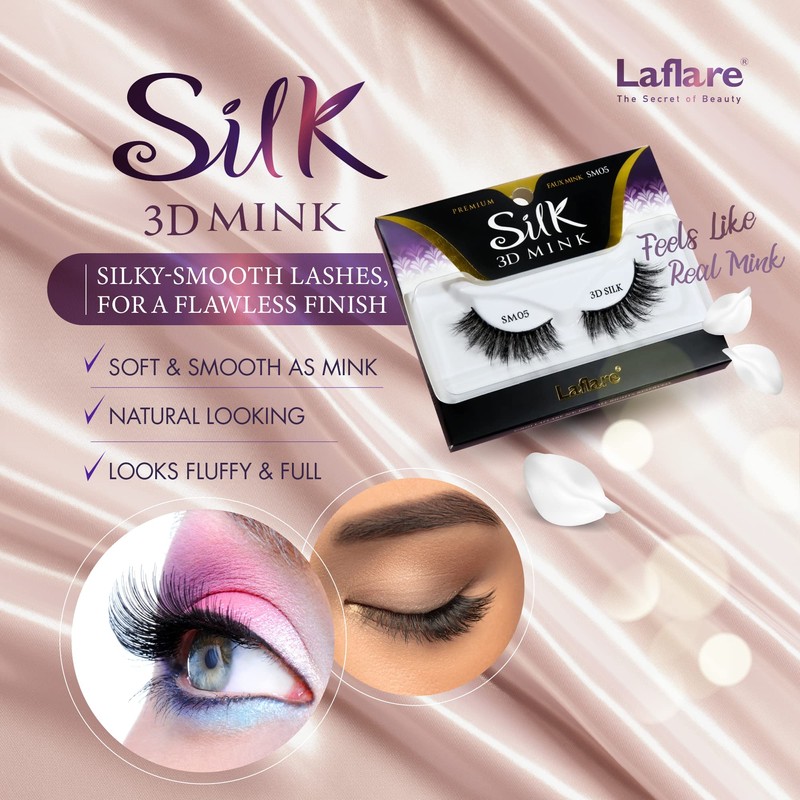 Laflare 3D SILK MINK Premium Faux Mink Eyelashes, Cat Eyes,