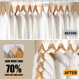 SLMT Space Saving Hanger Hooks 30 Pack, Clear Clothes Hanger Connector Hooks, Dorm Room Essentials, Closet Organizers and Storage